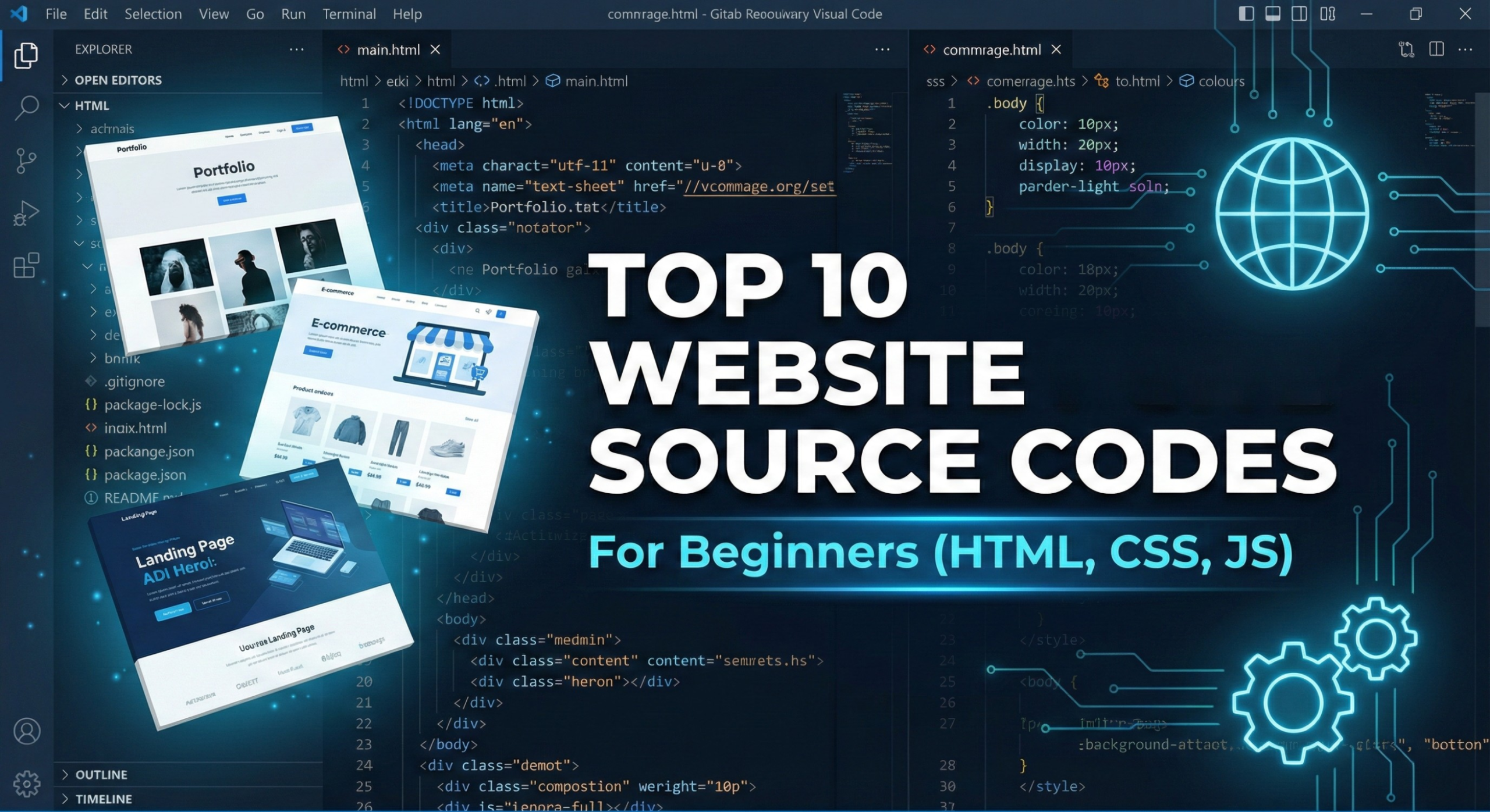 Top 10 Free Website Source Codes for Beginners (HTML, CSS, JS)